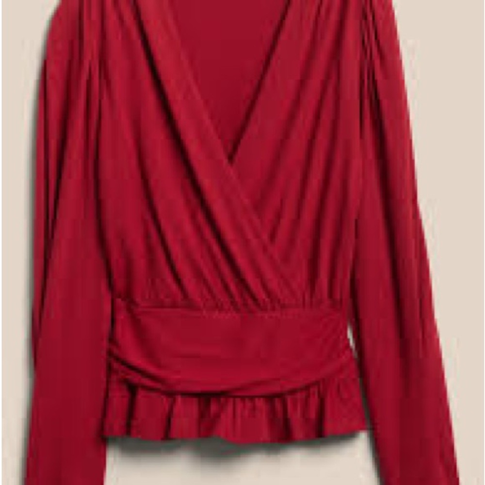 Banana Republic Vibrant Red Wrap Blouse
